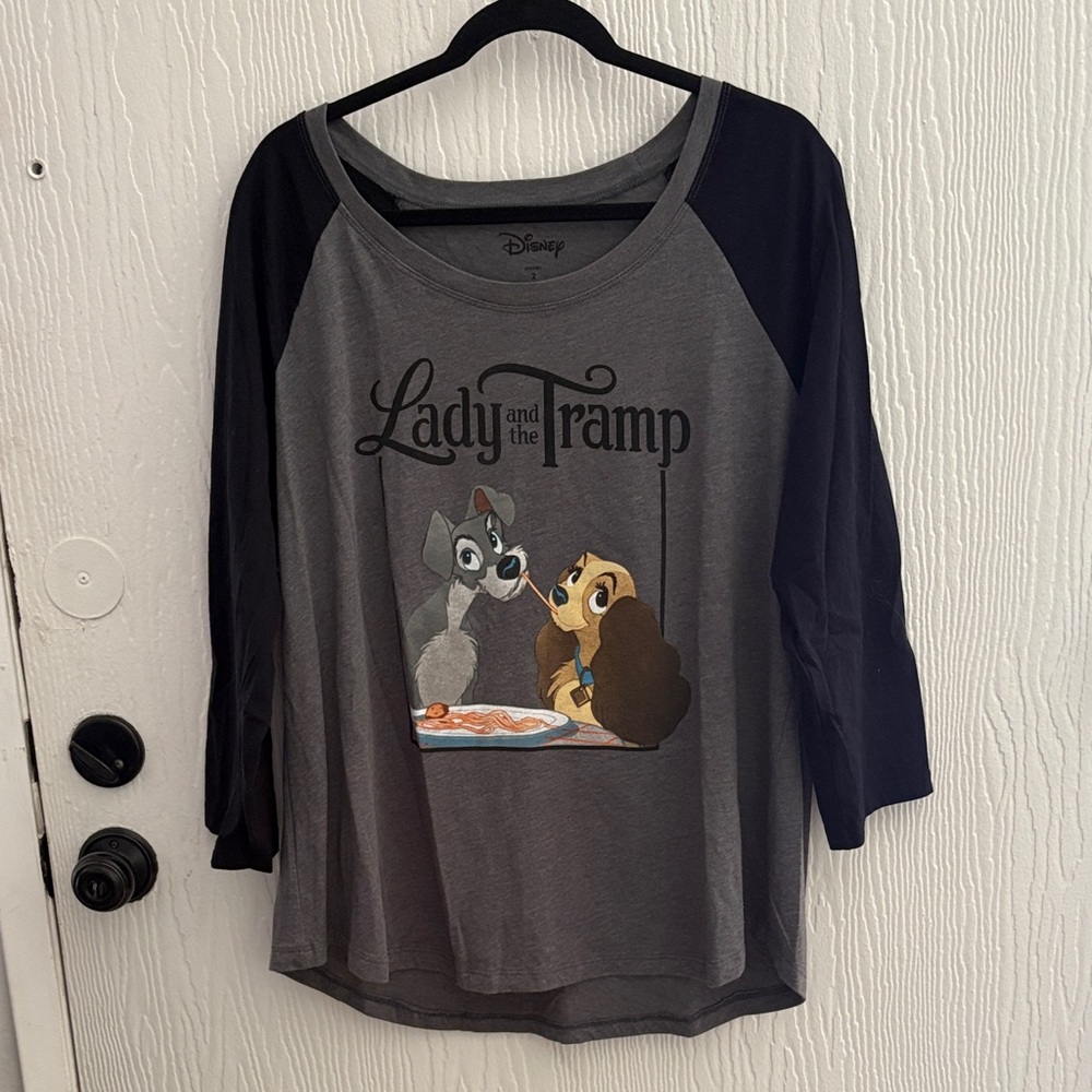 Disney Lady and the Tramp Raglan Tee - Gray & Black